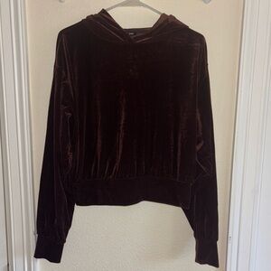 Express Dark Brown Chocolate Velvet Velour Hoodie